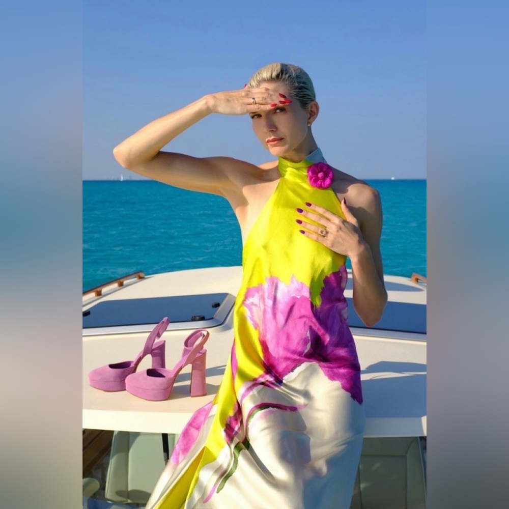 Silvia Tcherassi Chartreuse ‘Sherry’ Silk Gown - Picture 16 of 17